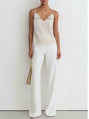BEST REISS Joanie Cami Top - Neutral Ivory White Satin Lace-Detail